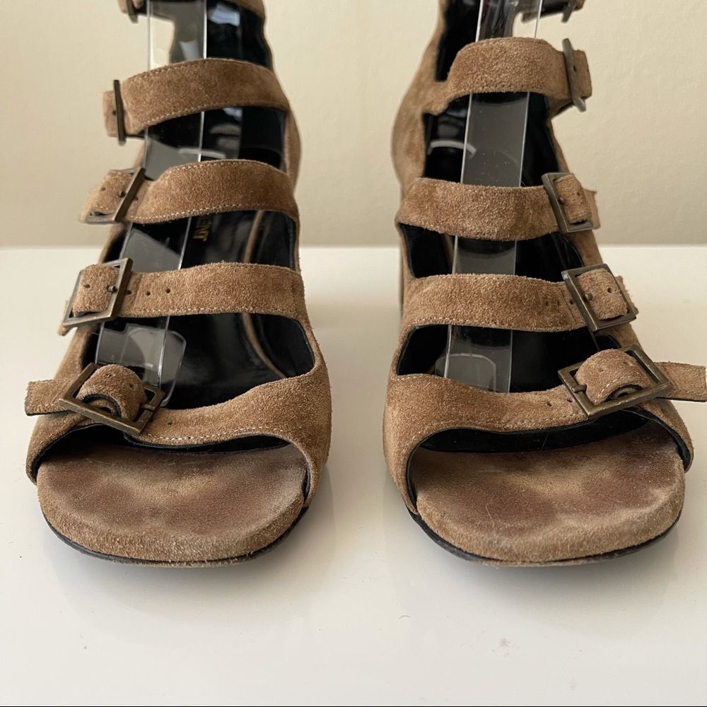 YSL Woman's Multi-strap heel Sandals Suede natural 6.5 - Picture 8 of 11
